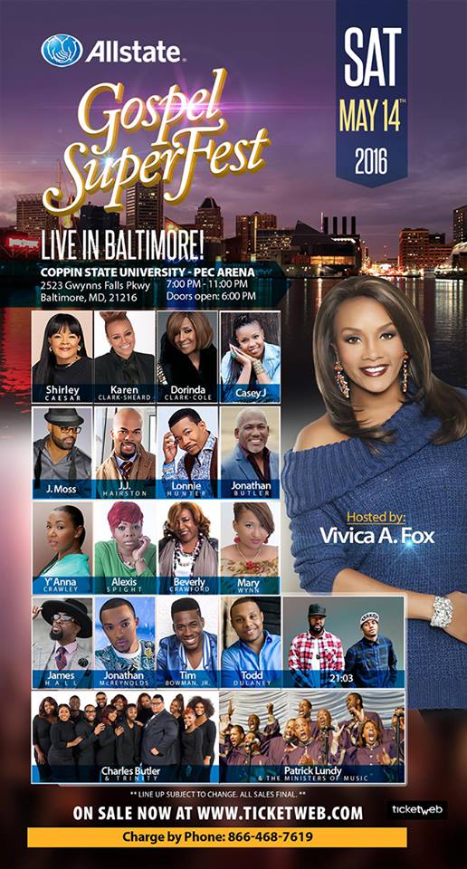 Allstate Gospel Superfest in Baltimore Saturday May 14