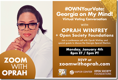 Oprah Winfrey to Host Virtual Town Hall to Encourage Georgia Voters on the Eve of Runoff Elections